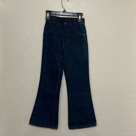 Vintage 1970’s Levi’s Orange Tab Kids’ size 8 Wide Leg Blue Denim Jeans - Picture 1 of 12